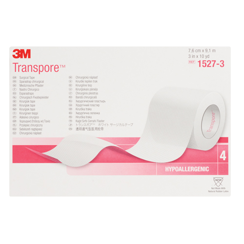 Ruban chirurgical Transpore de 3M, Classe 1, 30' lo x 3" la Sécurité Médic