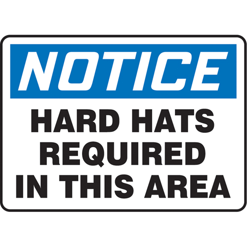 "Hard Hats Required" Sign, 10" x 14", Vinyl, English Sécurité Médic