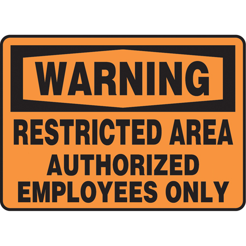 "Restricted Area" Sign, 10" x 14", Vinyl, English Sécurité Médic