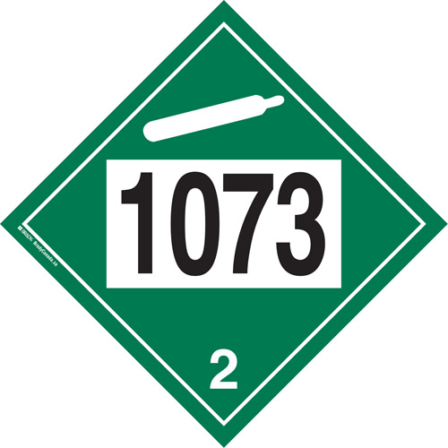 1073 Liquefied Oxygen Non-Flammable Gas TDG Placard, Plastic Sécurité Médic