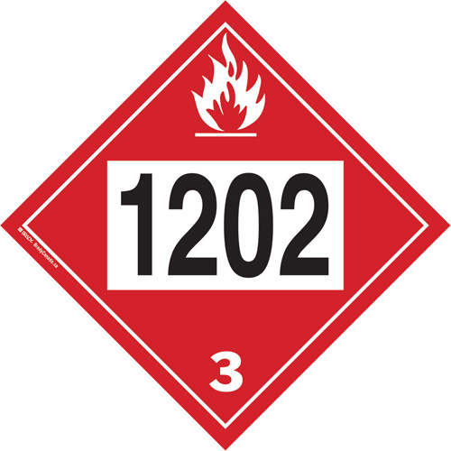 1202 Fuel Oil Flammable Liquid TDG Placard, Plastic Sécurité Médic