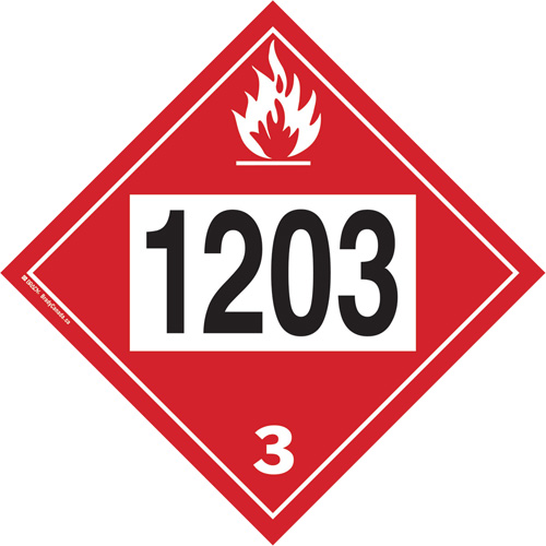 Plaque-&eacute;tiquette TMD 1203 pour liquide inflammable essence & essence-alcohol, Plastique Sécurité Médic