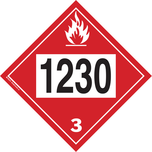 1230 Methanol TDG Placard, Plastic Sécurité Médic
