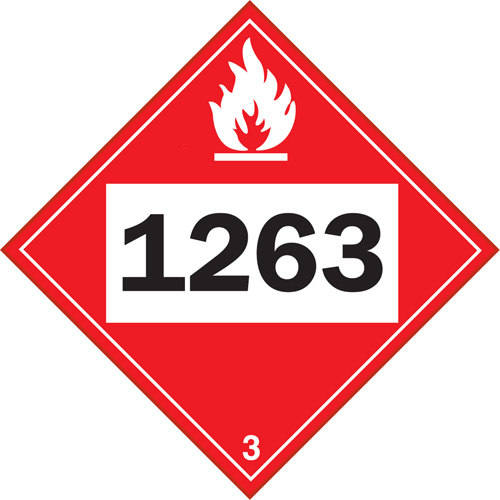 1263 Paint Flammable Liquid TDG Placard, Plastic Sécurité Médic