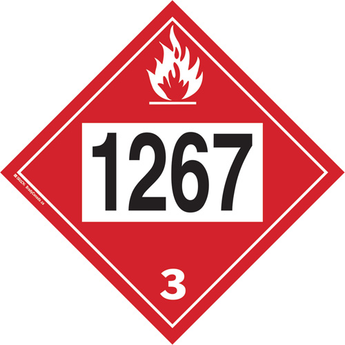 1267 Petroleum Crude Oil Flammable Liquid TDG Placard, Adhesive Vinyl Sécurité Médic