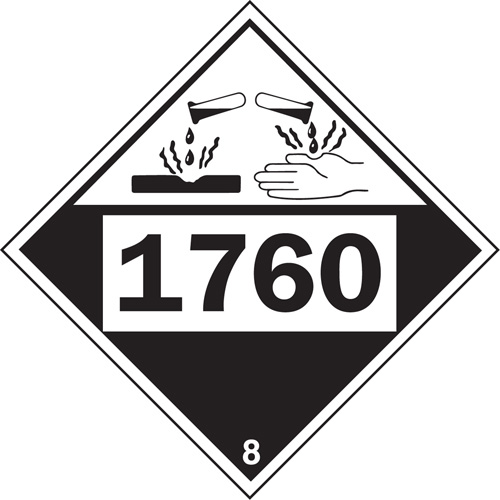 1760 Aluminum Phosphate Corrosive Materials TDG Placard, Plastic Sécurité Médic