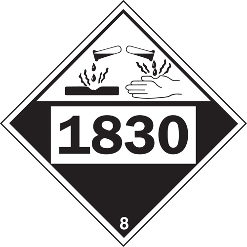1830 Sulphuric Acid Corrosive Materials TDG Placard, Plastic Sécurité Médic