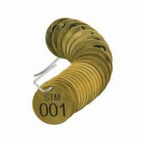 Numbered "STM" Valve Tags, # 001-025, Brass, 1.5" dia Sécurité Médic