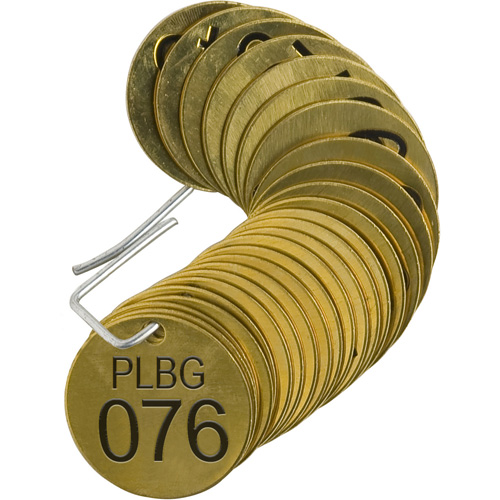 &eacute;tiquettes num&eacute;rot&eacute;es pour vannes PLPG, # 076-100, Laiton, 1,5" dia. Sécurité Médic