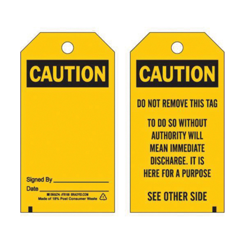 Self-Laminating Accident Prevention Tags, Polyester, 3" W x 5-3/4" H, English Sécurité Médic