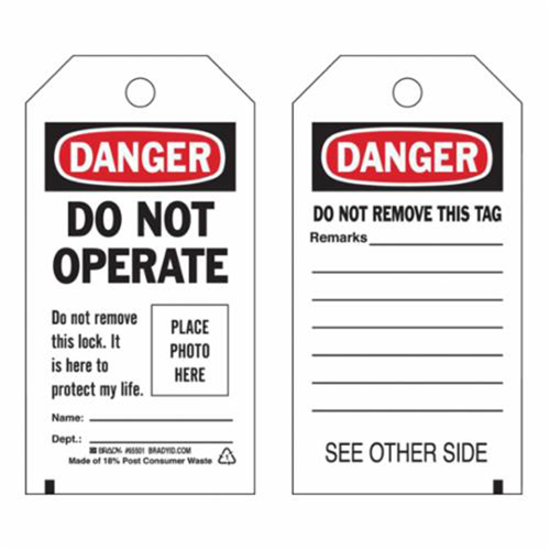 Self-Laminating "Do Not Operate" Tags, Polyester, 3" W x 5-3/4" H, English Sécurité Médic