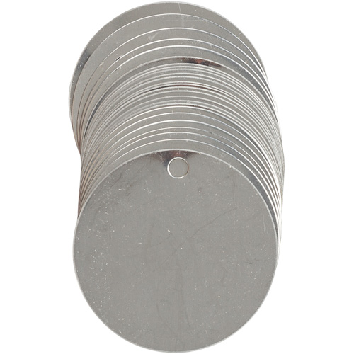 Blank Write-On Valve Tags, Stainless Steel, 2" dia Sécurité Médic