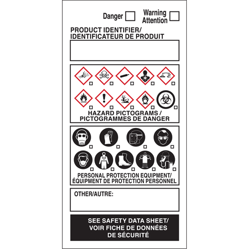 OTS WHMIS Labels, Vinyl, Sheet, 4" L x 2" W Sécurité Médic