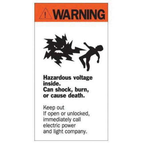 Enseigne Warning Hazardous Voltage, 8" x 4-1/2", Acrylique, Anglais avec pictogramme Sécurité Médic