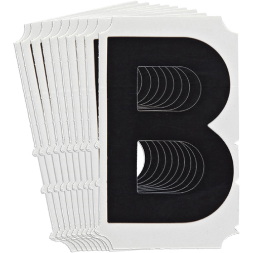 Quick-Align&reg; Individual Gothic Number and Letter Labels, B, 4" H, Black Sécurité Médic