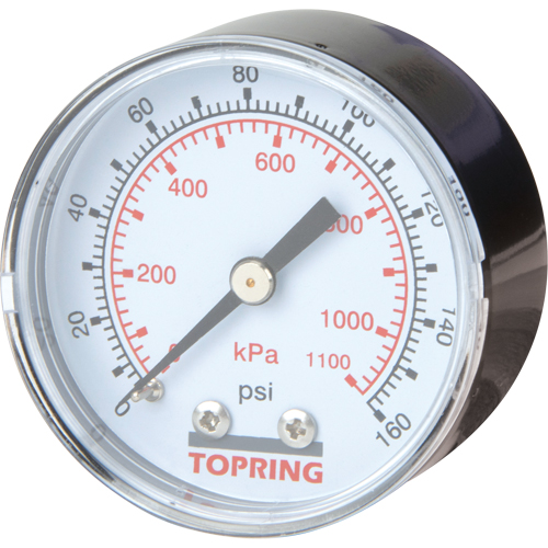 Mini Regulators - Replacement Gauge, 2" , 0 - 160 psi, Back Mount, Analogue Sécurité Médic