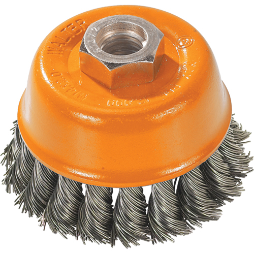 Brosse &agrave; fils nou&eacute;s torsad&eacute;s, 3" dia. x 5/8"-11 arbre Sécurité Médic