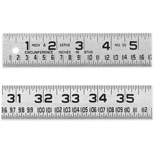 R&egrave;gle de circonf&eacute;rence pour ferblantier, 4' lo, Acier, Graduations de 1/16" Sécurité Médic