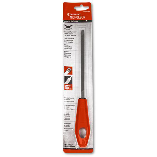 Extra Slim Taper File with Red Handle, Triangle, 6", Single Sécurité Médic