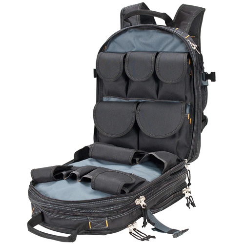 Sacs &agrave; dos pour outils &agrave; 75 pochettes, 13" lo x 17-1/2" la, Noir, Nylon Sécurité Médic