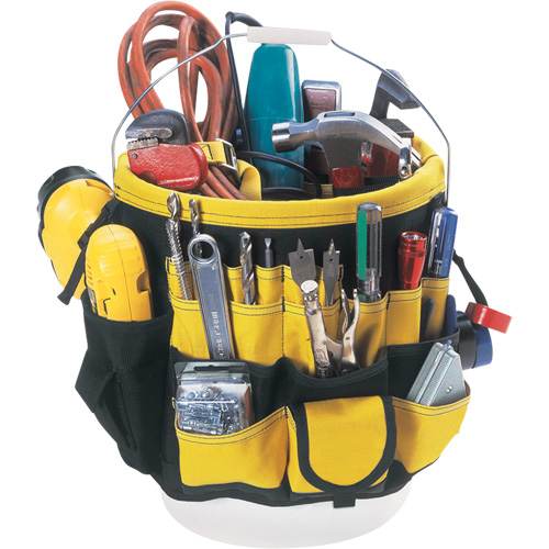 Tool Bucket Organizer, 6" L x 11" W x 12" H, Nylon, Black/Yellow Sécurité Médic