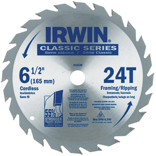 Contractor Saw Blades - Classic Series Saw Blades, 6-1/2", 24 Teeth, Wood Use Sécurité Médic
