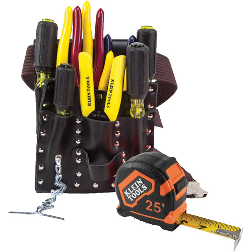 ENS OUTILS ELECTRICIEN A/POCHETTE CEINTURE, Cuir, Blanc Sécurité Médic