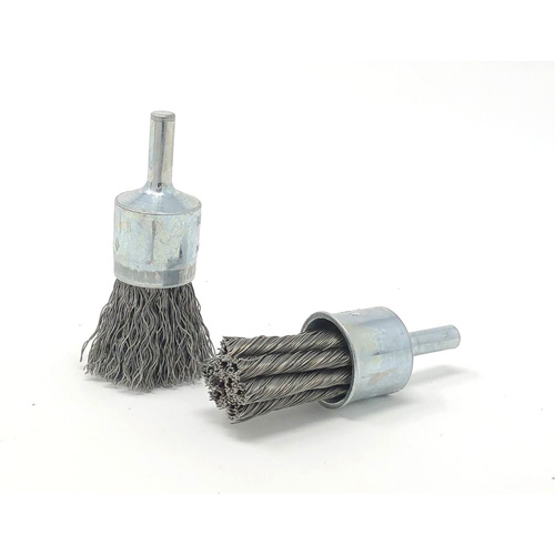 Crimped Wire End Brush, 3/4" Dia., 0.014" Wire Dia., 1/4" Shank Sécurité Médic