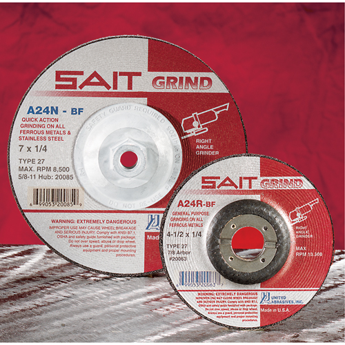 A24N Fast Grinding Wheel, 6" x 1/4", 7/8" Arbor, Aluminum Oxide, Type 27 Sécurité Médic