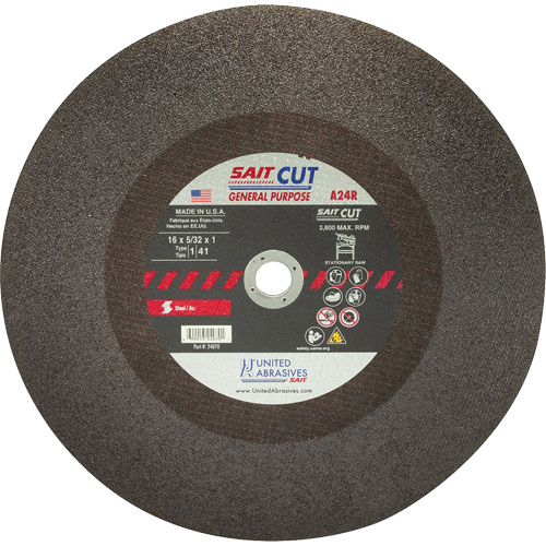 Cut-Off Saw (A24R), 12" x 1/8", 1" Arbor, Type 1, Aluminum Oxide, 5100 RPM Sécurité Médic