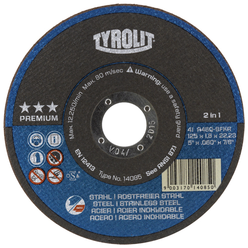 Meules &agrave; tronçonner 2-en-1 Thincut de premi&egrave;re qualit&eacute;, 4-1/2" x 1/16", Arbre de 7/8", Type 1, Oxyde d'aluminium, 13 300 Tr/min Sécurité Médic
