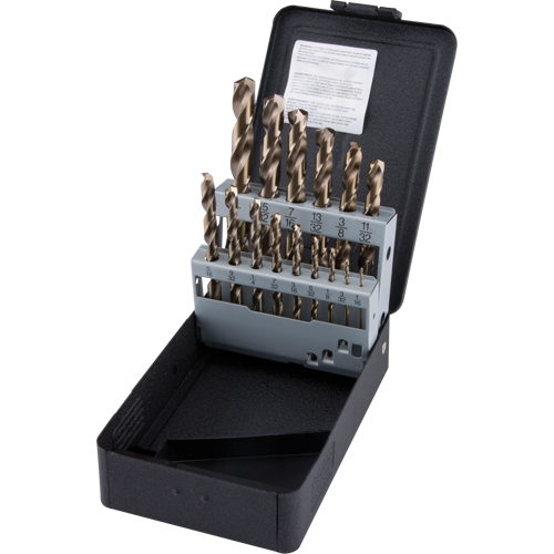 Jobber Length Drill Bit Set, 15 Pieces, High Speed Cobalt Sécurité Médic