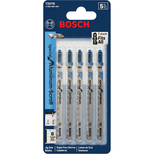 Lames de scie sauteuse, Acier rapide, Tige en T, 4" lo, 8 dents par pouce Sécurité Médic