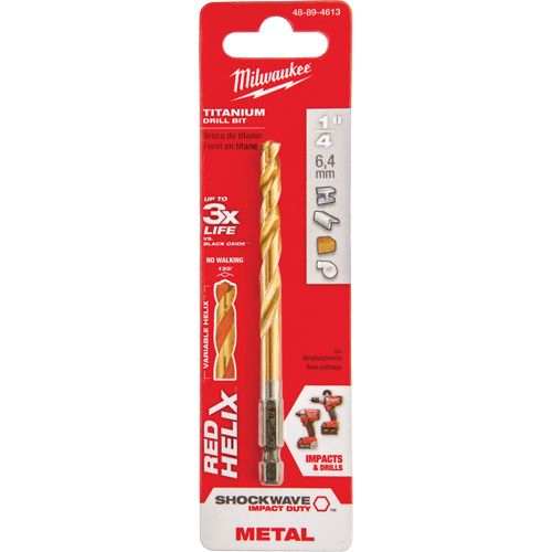 Foret Shockwave, 1/4", Titane, Cannelure 2-15/32", Pointe de 135° Sécurité Médic