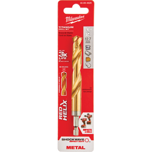 Foret Shockwave, 1/2", Titane, Cannelure 3-21/64, Pointe de 135° Sécurité Médic