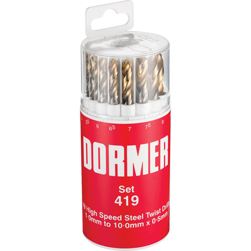 Jobber Drill Bit Set, 19 Pieces, High Speed Steel Sécurité Médic
