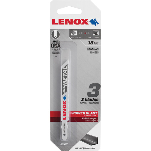 Metal Cutting Jigsaw Blades, Bi-Metal, 18 TPI, 3-5/8" L x 3/8" W Sécurité Médic