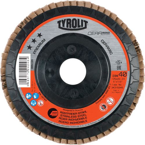 Flap Disc, 4-1/2" x 5/8"-11, Type 27, 40 Grit, Ceramic Sécurité Médic