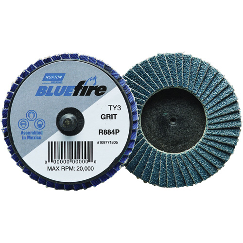 Mini-disque &agrave; lamelles R884P BlueFire, 3" x Type 27, Grain P40, Alumine de zirconium Sécurité Médic
