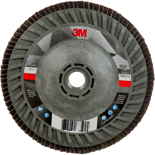 Disque &agrave; lamelles &agrave; changement rapide 769F, 5" x 5/8"-11, Type 27, Grain 120+, C&eacute;ramique Sécurité Médic