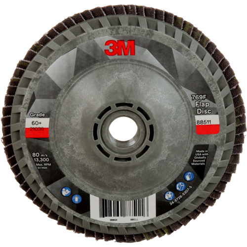 Disque &agrave; lamelles &agrave; changement rapide 769F, 4-1/2" x 5/8"-11, Type 27, Grain 60+, C&eacute;ramique Sécurité Médic