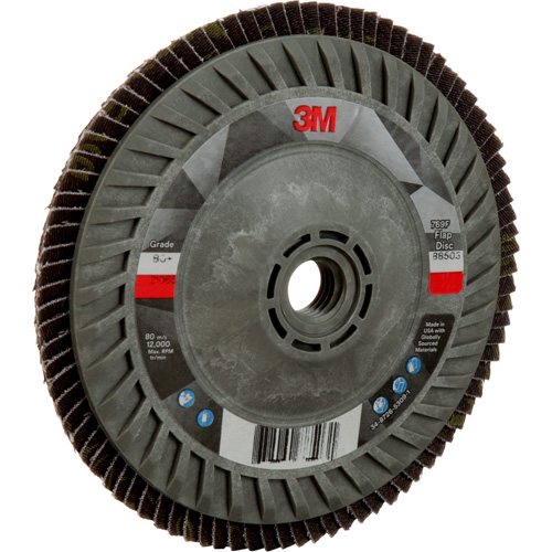 Disque &agrave; lamelles &agrave; changement rapide 769F, 5" x 5/8"-11, Type 27, Grain 80+, C&eacute;ramique Sécurité Médic