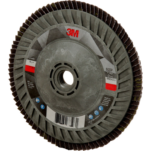 Disque &agrave; lamelles &agrave; changement rapide 769F, 5" x 5/8"-11, Type 27, Grain 80+, C&eacute;ramique Sécurité Médic