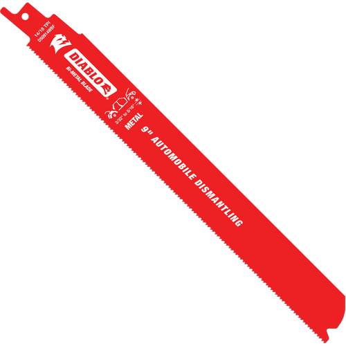Reciprocating Blade for Auto Dismantling, Bi-Metal, 14-18 TPI, 9" L x 1" W Sécurité Médic
