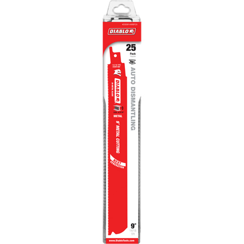 Reciprocating Blade for Auto Dismantling, Bi-Metal, 14-18 TPI, 9" L x 1" W Sécurité Médic