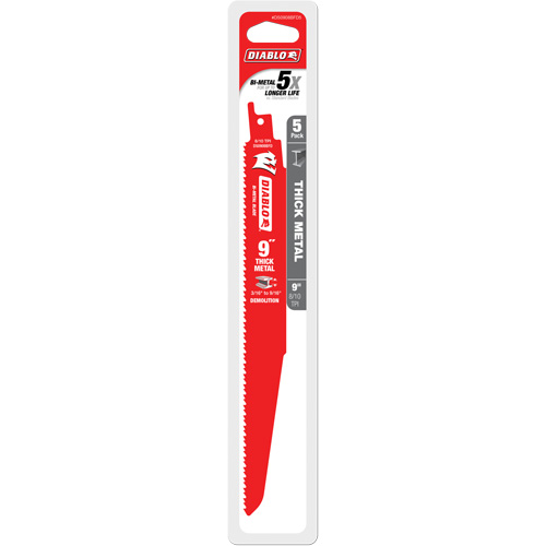Lame de scie alternative pour la d&eacute;molition et les m&eacute;taux &eacute;pais, Bim&eacute;tal, 8-10 Dents par pouce, 9" lo Sécurité Médic