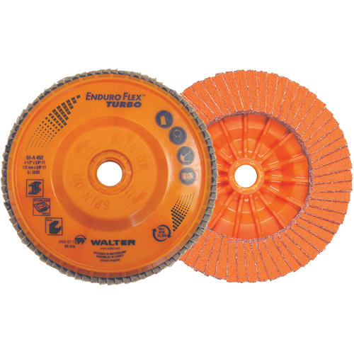 Disque &agrave; lamelles Enduro-Flex Turbo, 4-1/2" x 5/8"-11, Grain 36/60 Sécurité Médic