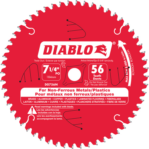 Aluminum Cutting Saw Blade, 7-1/4", 56 Teeth, Non-Ferrous Use Sécurité Médic