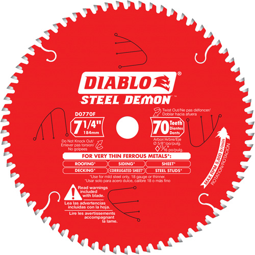 Steel Demon Cutting Saw Blade, 7-1/4", 70 Teeth, Metal Use Sécurité Médic