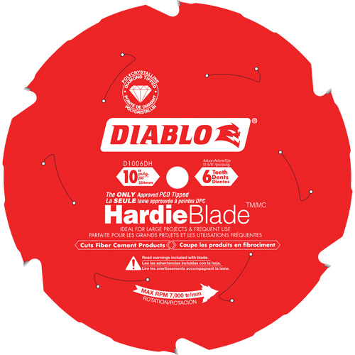 HardieBlade Cutting Saw Blade, 10", 6 Teeth, Fibre Cement Use Sécurité Médic